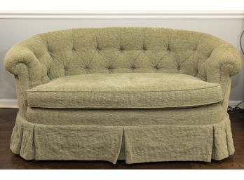 Custom Skirted Loveseat With Tufted Back