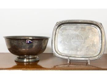 Silver Plated Sailing Award Bowl And Tray