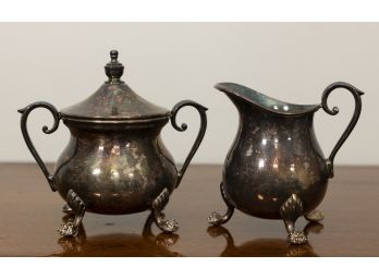 Sheffield Silver Plated Creamer & Lidded Sugar