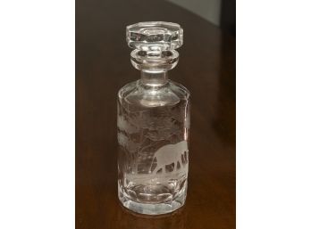 Etched Elephant Crystal Decanter
