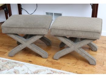 Two Upholstered X-Base Stools