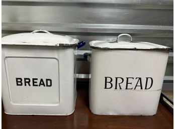 Pair Of Vintage Bread Tins With Lids