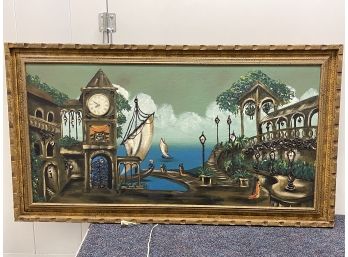 Mid Century Illuminated Canvas Painting