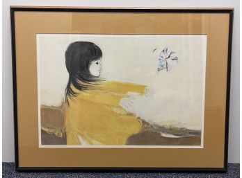 Framed After Mai Vo-Dinh Offset Lithograph Poster 'Wind Play'