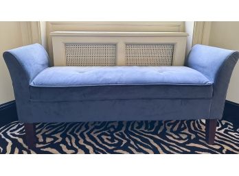 Blue Velvet-Like Fabric Upholstered Bench