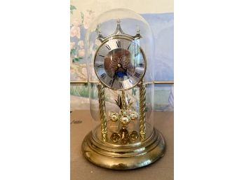 Bulova Brass Mantle Clock With Glass Dome