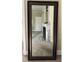 Large Floor Mirror With Black And Gold Painted Frame - About 3'W X 6' H