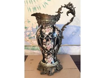Asian Porcelain Pitcher With Green Man Face