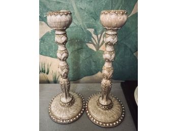 Pair Of Painted Candlesticks