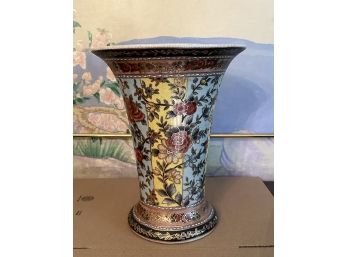 Ornate Floral Vase With A Crackle Finish