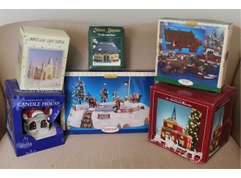 Lemax Christmas House Lot 3 Including Skating Pond & Radio Station