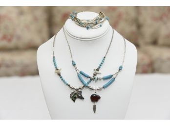 Native American Themed Necklaces And Sterling Silver Bracelets - N122