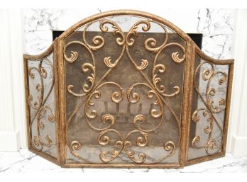 Ornate Bronze Trifold Fire Place Screen