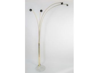 A MCM Carrara Marble Base Brass Spider Lamp  9ft Tall