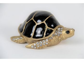 A Rhinestone Covered Ashleigh Manor Turtle Trinket Box
