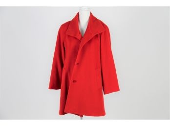 Cinzia Rocca Red Fleece Wool Coat Size 12