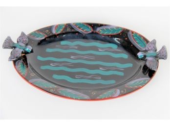 A Thorbuk Pottery Raised Oval Bird Platter