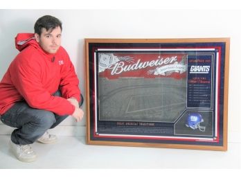 Large New York Giants Budweiser Man Cave Shadow Box