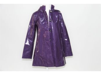 Jane Post Purple Raincoat With Cheetah Print Lining Size Medium