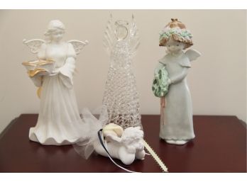 A Collection Of Angels Including Gorgeous Spun Glass Figurine