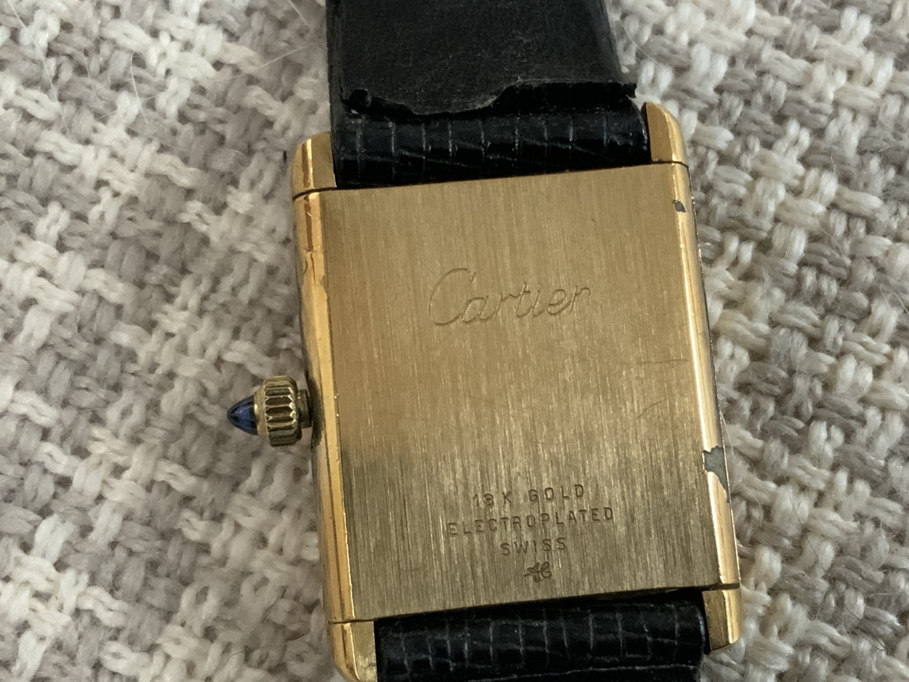 Cartier Vintage Ladies Tank Watch 18K Gold Electroplated Hand
