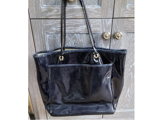 Anya Hindmarch Navy Patent Leather Tote