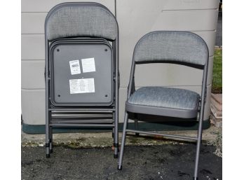 Set Of 4 Metal And Cloth Folding Chairs