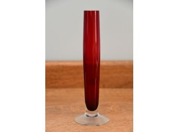 Villaroy And Boch Red And Clear Glass Bud Vase