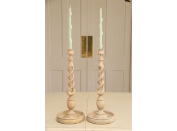 Pair Of Barley Twist Candlesticks