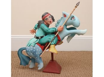 Native On Horse Sculpture Signed Loewenkamp