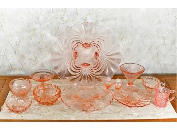 Collection Of Pink Depression Glass