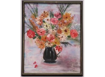 Framed Still Life Oil On Canvas Painting