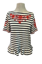 Broome Street Size Medium Kate Spade Cotton Short Sleeve Top  Embroidered