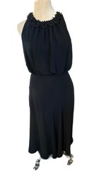 Kate Spade Size 4 Black Dress With Flowers At Neck And Open Back