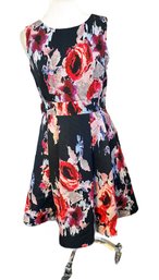 Kate Spade Size 8 Dress With Large Bow Navy Floral Print