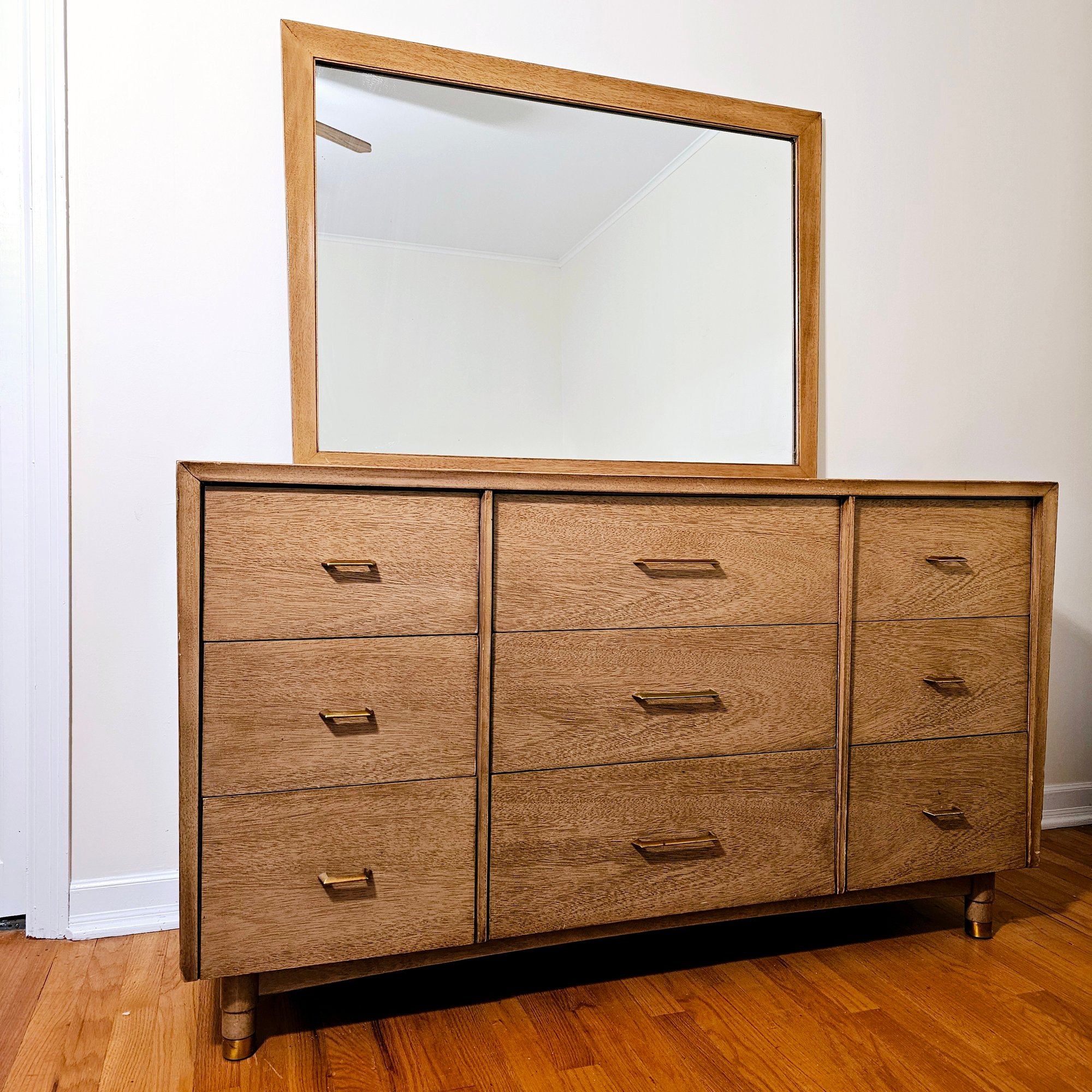 Midcentury Kent Coffey The Goldenaire Dresser And Mirror #105 #13363 |  Auctionninja.com