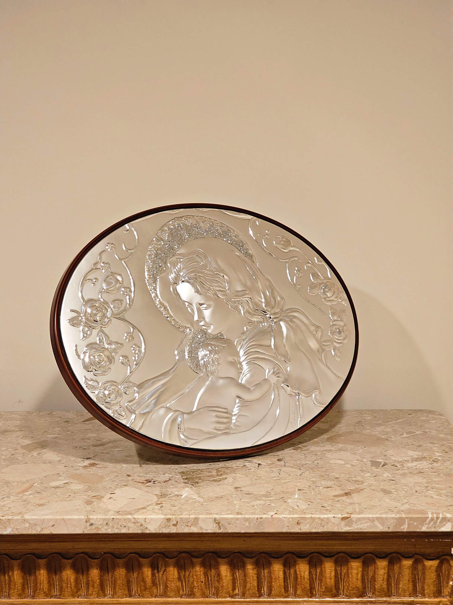 14 X 18 Madonna & Child Standing Plaque Ag Silver Italy #135 #16163 ...