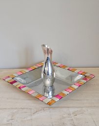 Aluminum Mosaic Bowl And Nambe Aluminum Flower Bud Vase 1998 #31