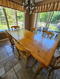 Pine Wood Dining Table 30'Hx42'Dx78'L With Extension 12' And 6 Pottery Barn Napoleon Chairs #42
