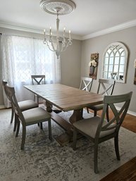 Modern Design White Oak Dining Room Table And 6 Chairs (Like New) 30'Hx42'Dx84'W #62