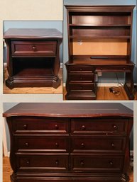 Set Of 'Capretti' Bedroom Suit 6 Drawer Dresser, A Matching Desk With A Hutch And Nightstand #76