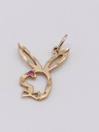 14k Gold Ruby Eye Playboy Pendant