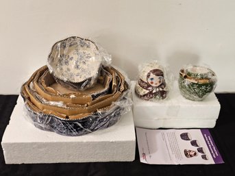 New Temp-Tations Floral Lace Pattern Matryoshka Nesting Doll Measuring Cups And Set Of 4 Bowls  #122