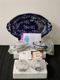 New Temp-Tations Floral Lace Pattern 4 Casserole Dishes And Oval Platter #124