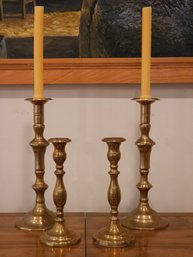 Vintage Classic Turned Brass Beehive Candlesticks #25