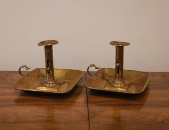 Antique Late 18th Century Georgian Brass Chambersticks #26