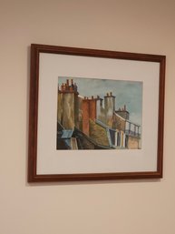 Original Watercolor Street Scene Painting By Josiah Reed 20.5' X 17.5' #37