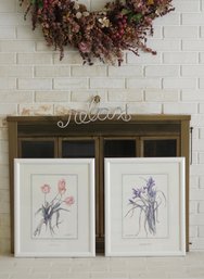 Pair Of Botanical Prints By Watercolor Artist Jodi Jensen Matted And Framed 18' X 22' #38