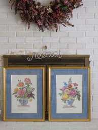 Pair Of Vintage Framed Floral Botanical Prints By Jean-Louis Prevost 19.5' X 26' #41