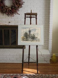 Vintage Paul N.Norton Watercolor Print SANIBEL ISLAND LIGHTHOUSE Framed 25.5' X 20.5'  #63